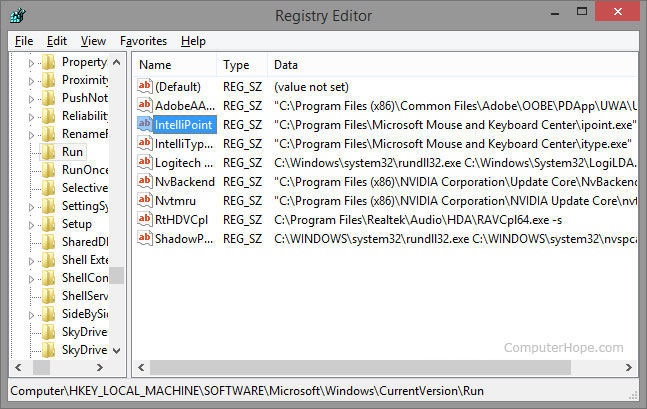 how to view registry key